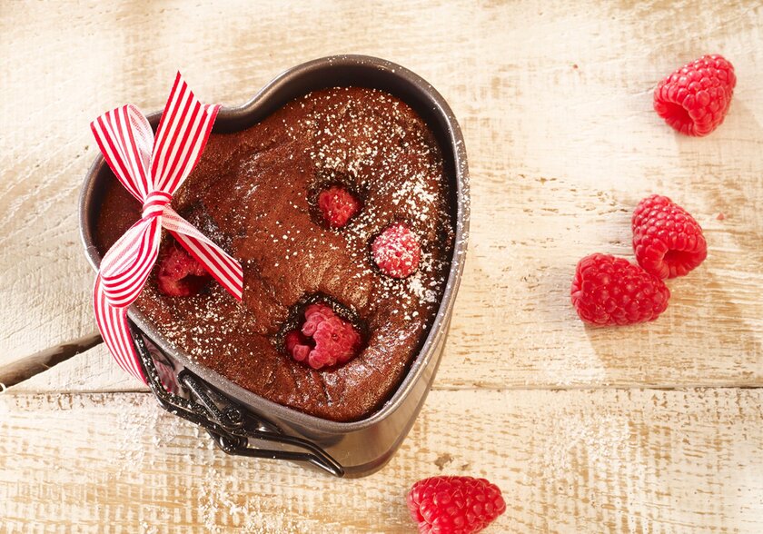 Raspberry and chocolate heart