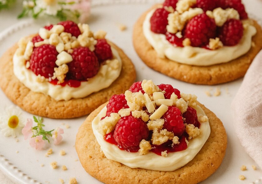 Himbeer Crumble Cookies
