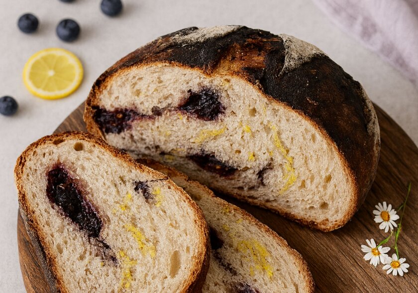 Blueberry and lemon sourdough bread