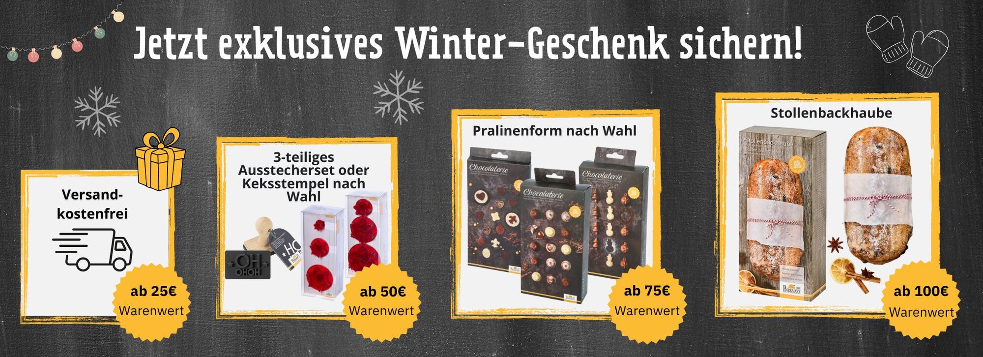 Staffelgeschenke ab Einkaufswert von 50€, 75€ und 100€
