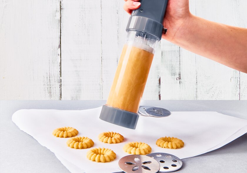 Piped marzipan biscuits
