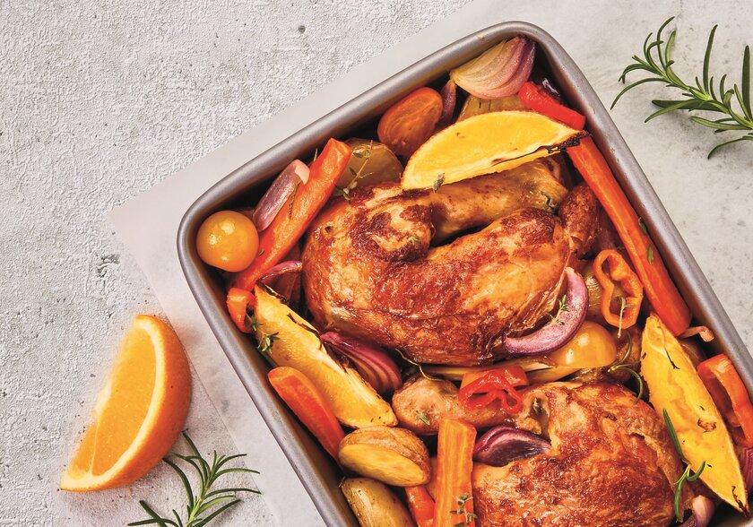 Orange Chicken with Oven-Roasted Vegetables