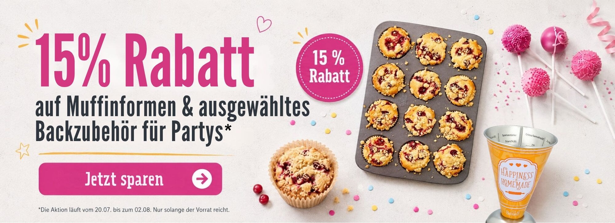 15% Rabatt auf Muffinformen und ausgewähltes Backzubehör