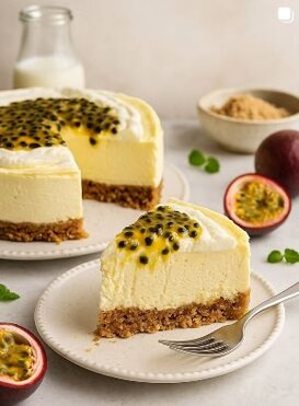 Gebäckfoto von No Bake Maracuja Cheesecake